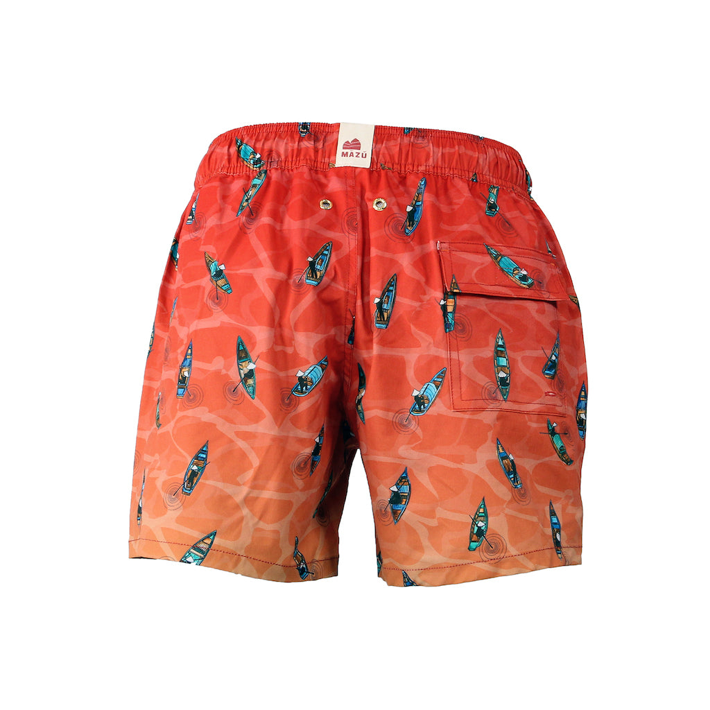 Mazu Resortwear Classic Swim Shorts | Sampans At Sunset | Sampan Design