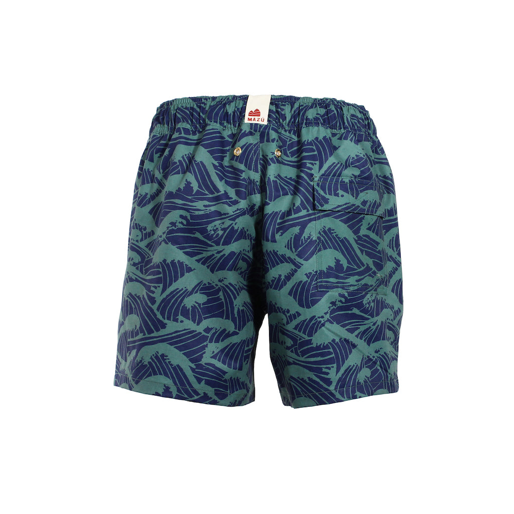 Mazu Resortwear Classic Swim Shorts | Philippine Sea | Wave Design