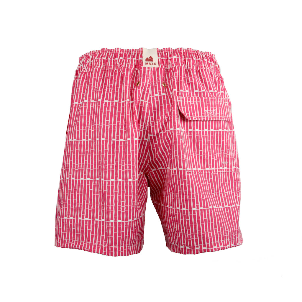 Mazu Resortwear Classic Swim Shorts | Yulong River Cruise | Bamboo Pinstripe Design