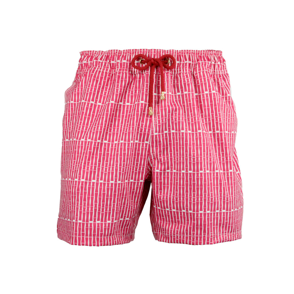 Mazu Resortwear Classic Swim Shorts | Yulong River Cruise | Bamboo Pinstripe Design