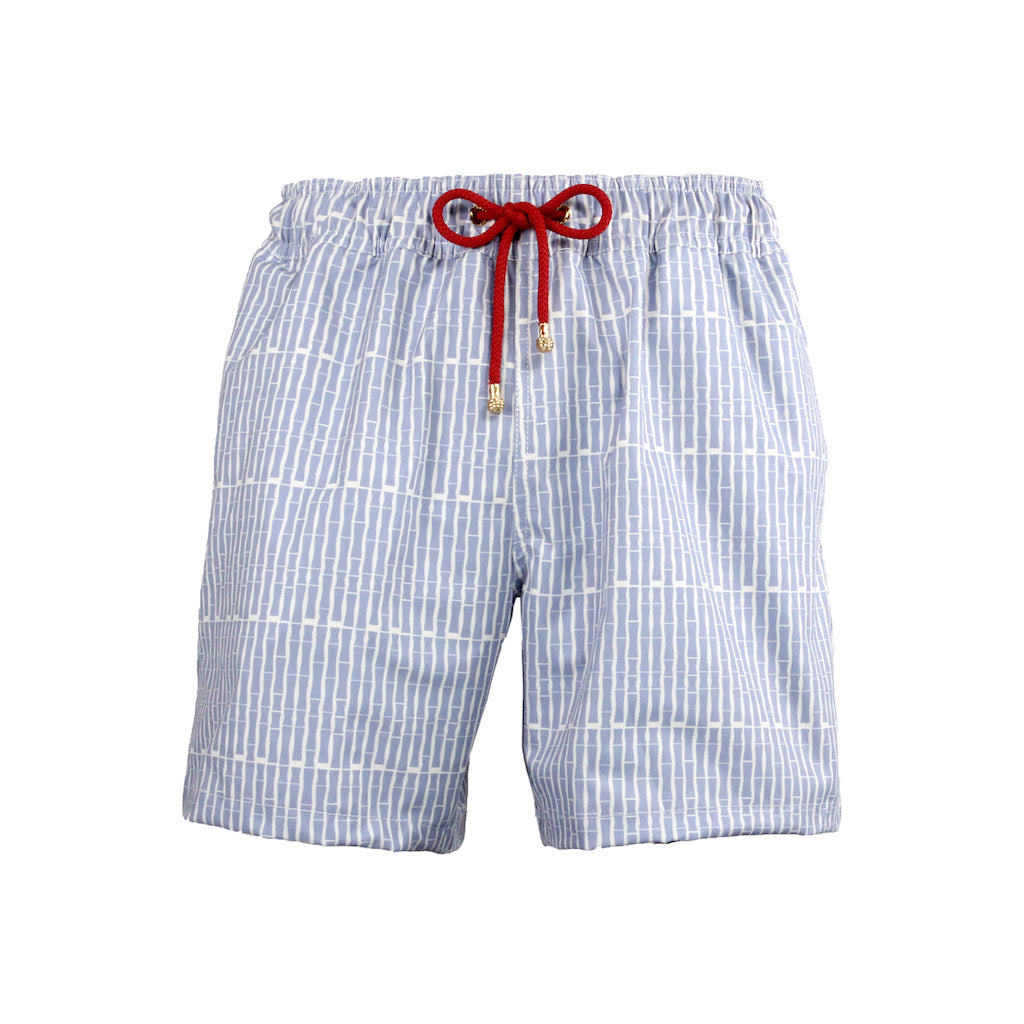 Mazu Resortwear Classic Swim Shorts | Yangshuo | Bamboo Pinstripe Design