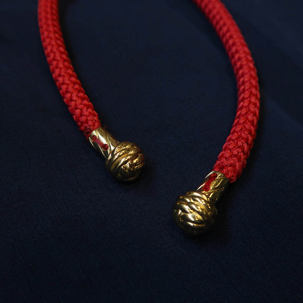 Handcrafted Monkey Fist Knot Aglets Inspired by Mazu (goddess of the sea).