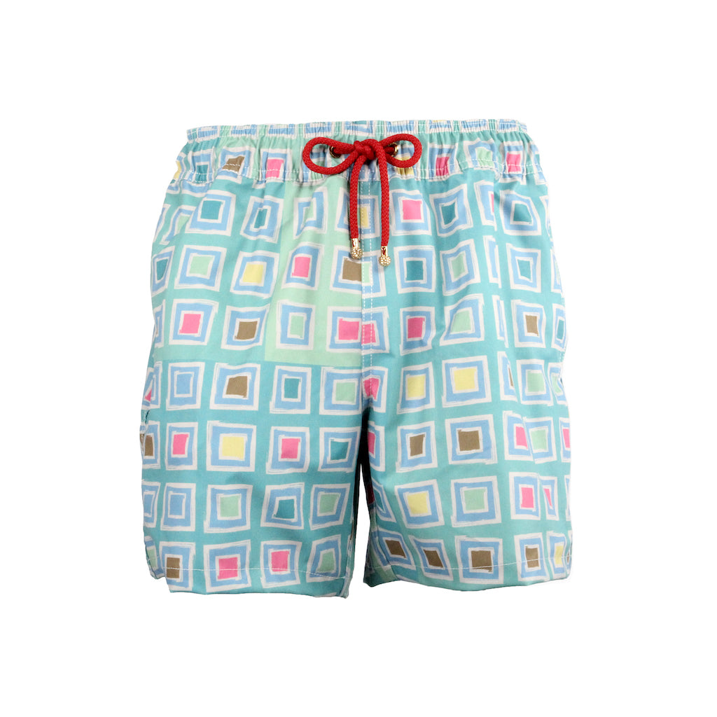 Mazu Resortwear Classic Swim Shorts | Summer Voyage | Asian Mosaic Design