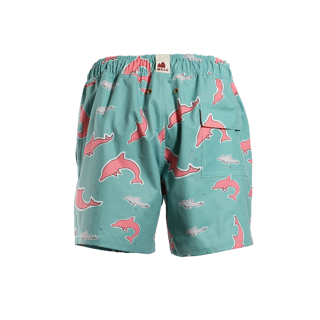 Mazu Resortwear Classic Swim Shorts | Pearl River | Pink Dolphin Design