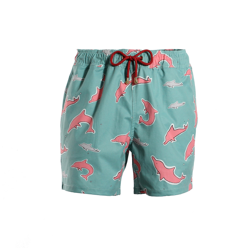 Mazu Resortwear Classic Swim Shorts | Pearl River | Pink Dolphin Design