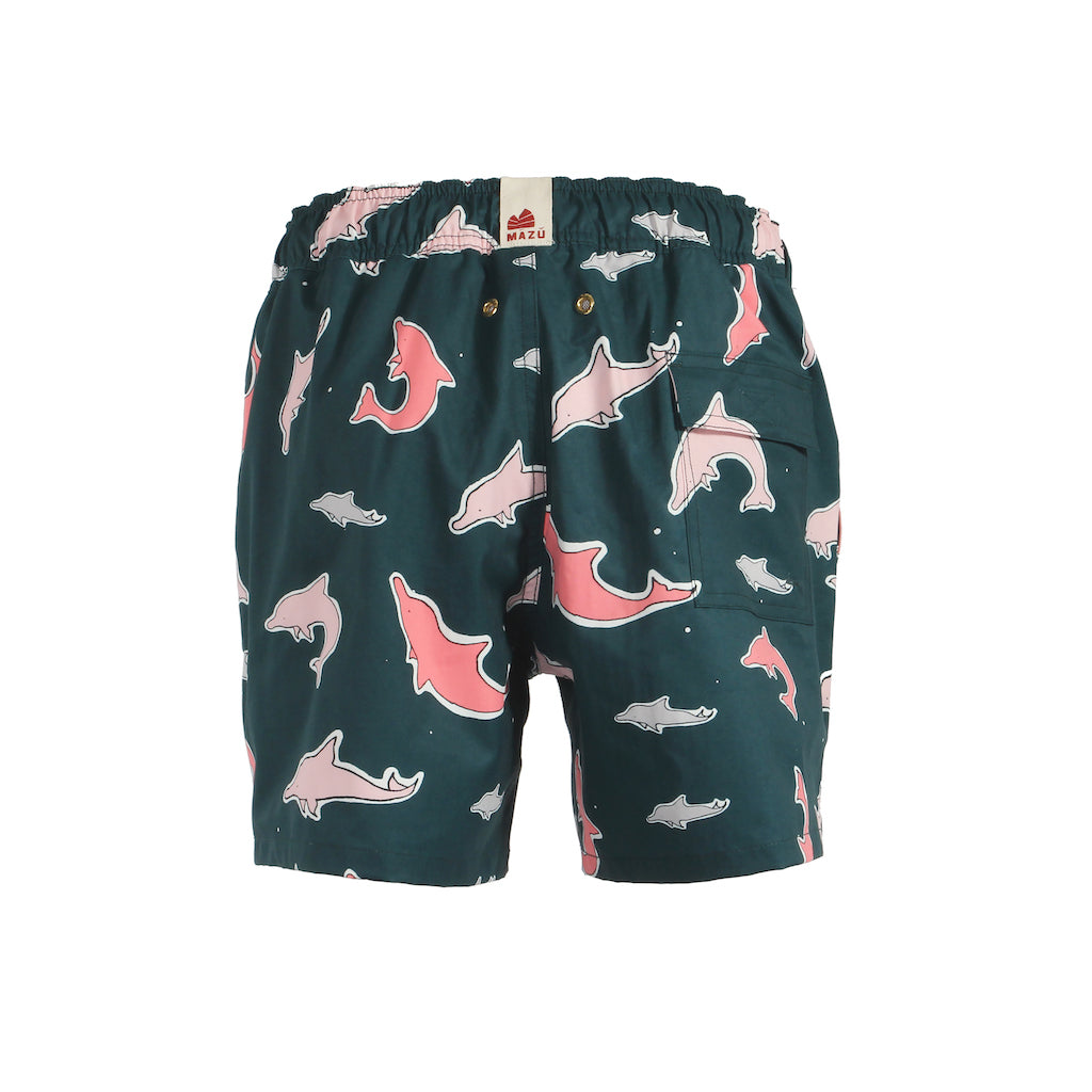 Mazu Resortwear Classic Swim Shorts | Indo-Pacific Humpback | Pink Dolphin Design