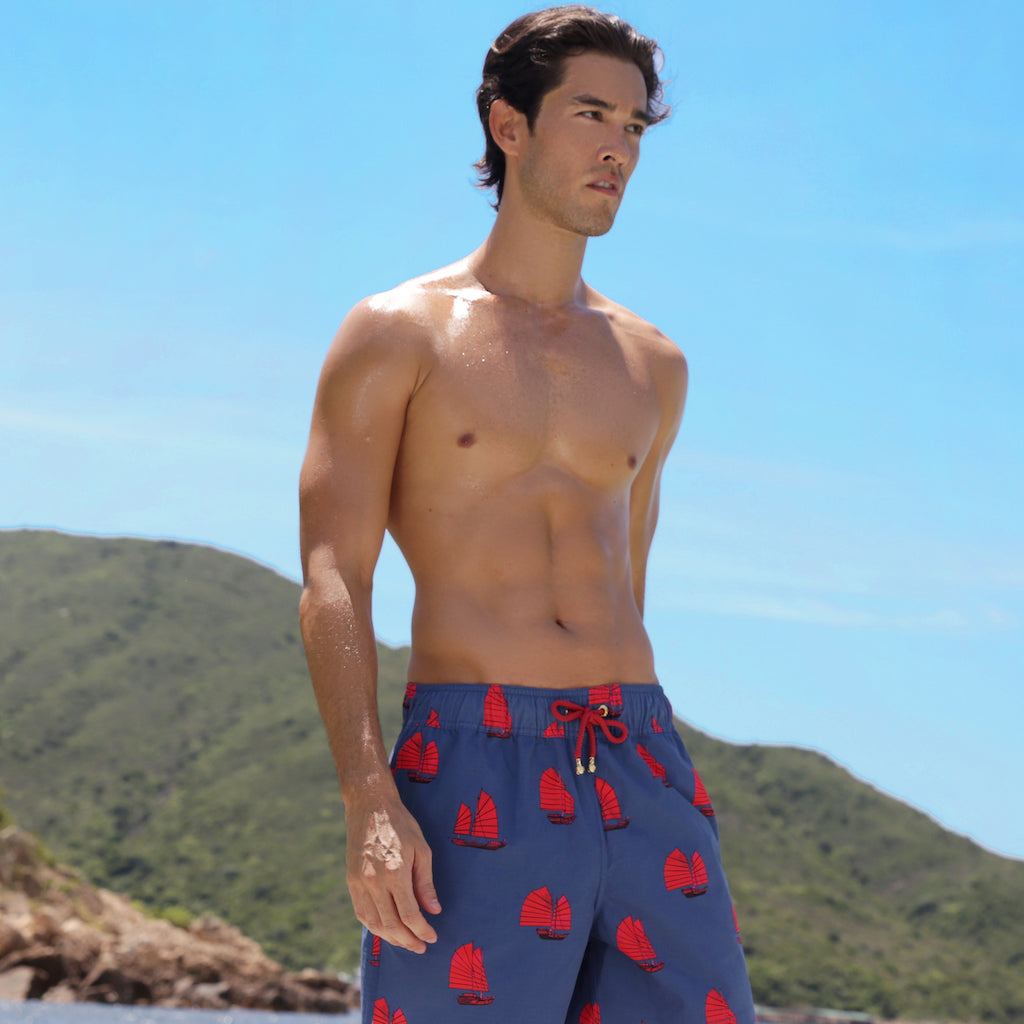 Mazu Resortwear Classic Swim Shorts | Junk Twilight | Junk Boat Design