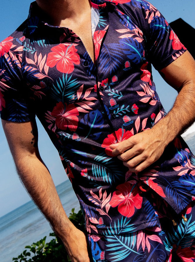 Tropical Junk Boat Hawaiian Shirt
