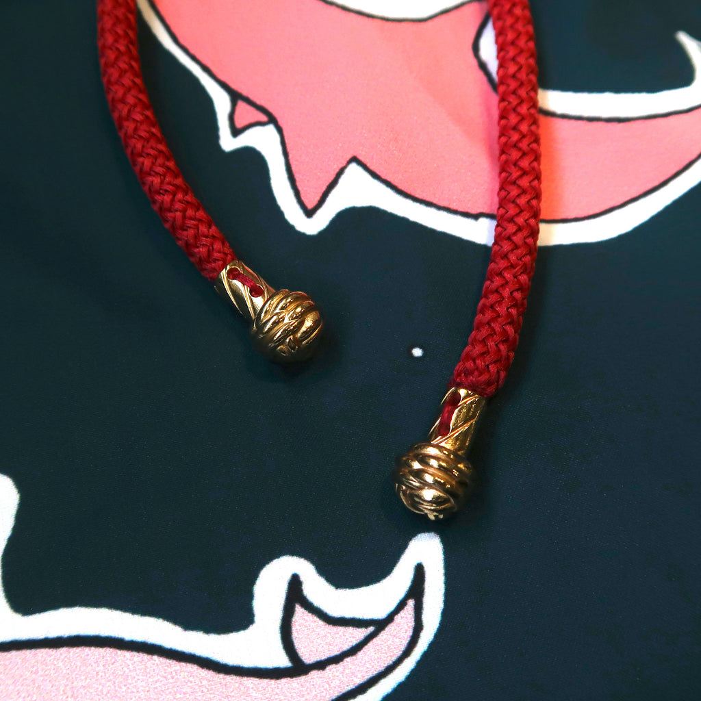 Handcrafted Monkey Fist Knot Aglets Inspired by Mazu (goddess of the sea).