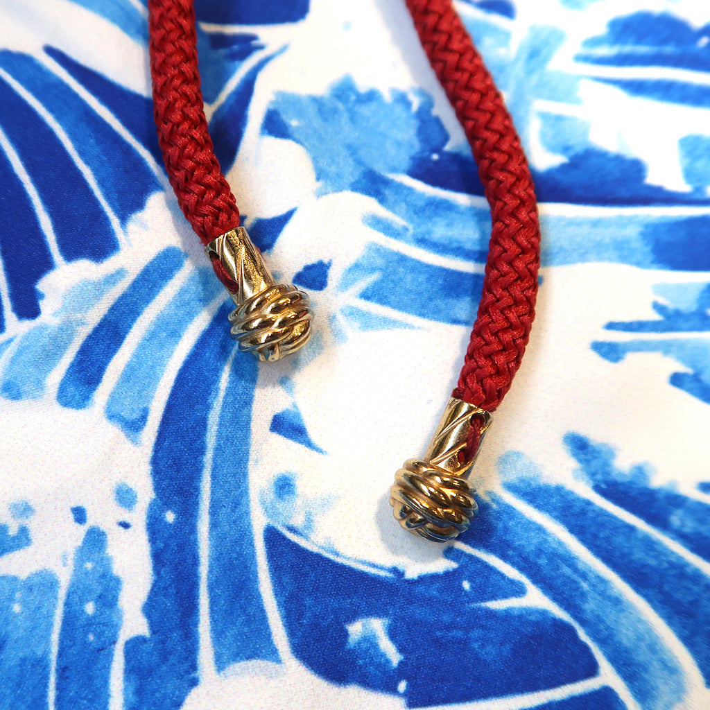 Handcrafted Gold Monkey Fist Knot Aglets Inspired by Mazu (goddess of the sea).