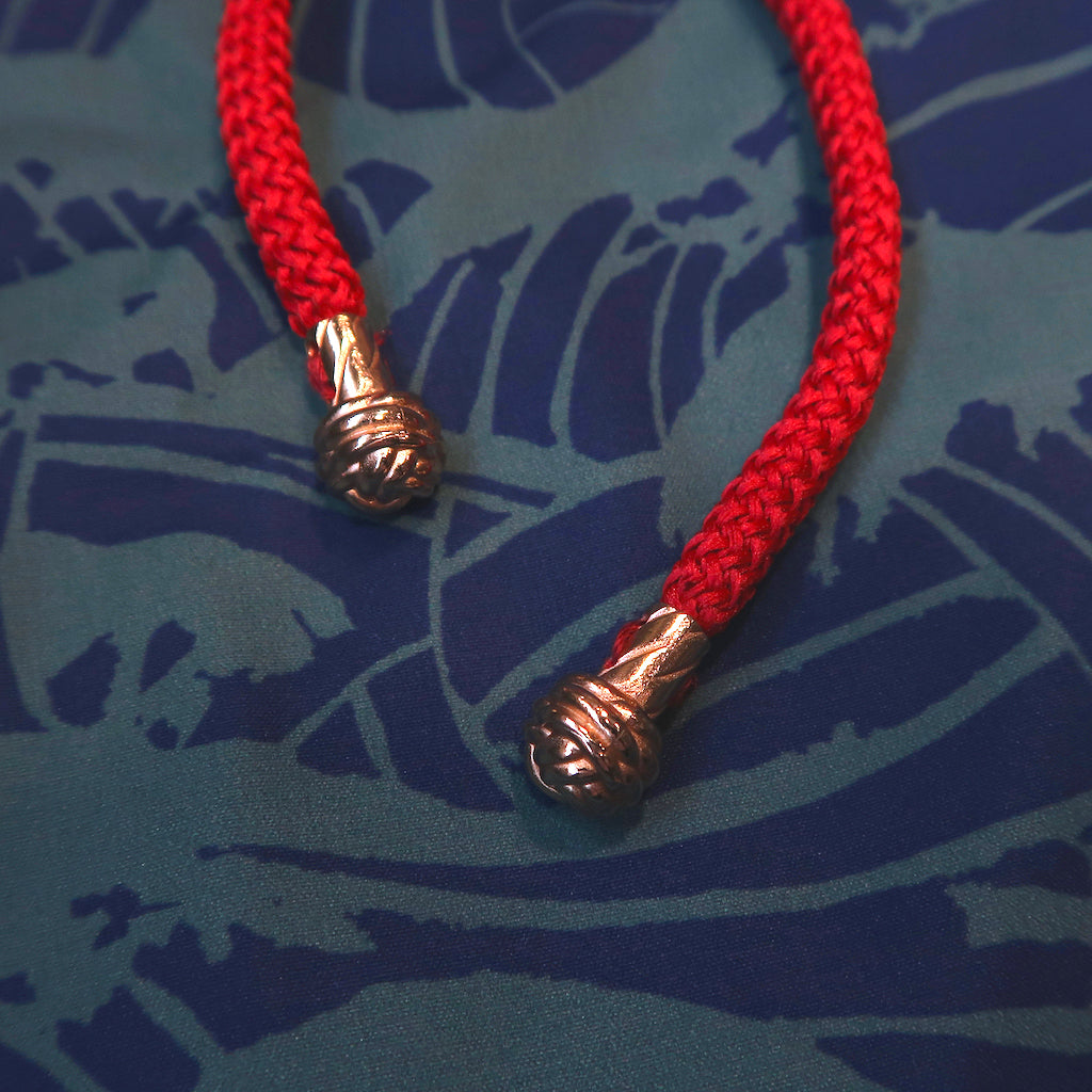 Handcrafted Gold Monkey Fist Knot Aglets Inspired by Mazu (goddess of the sea).