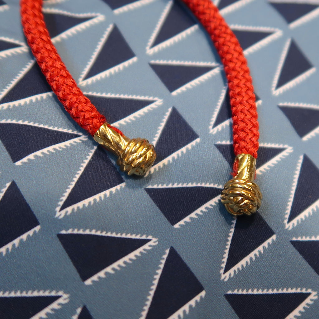 Handcrafted Gold Monkey Fist Knot Aglets Inspired by Mazu (goddess of the sea).