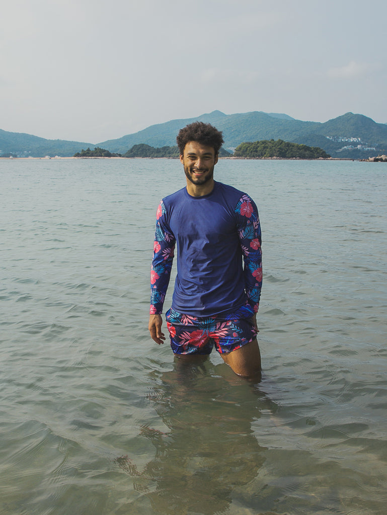 Recycled Plastic long-sleeve rash guard. UPF 30+