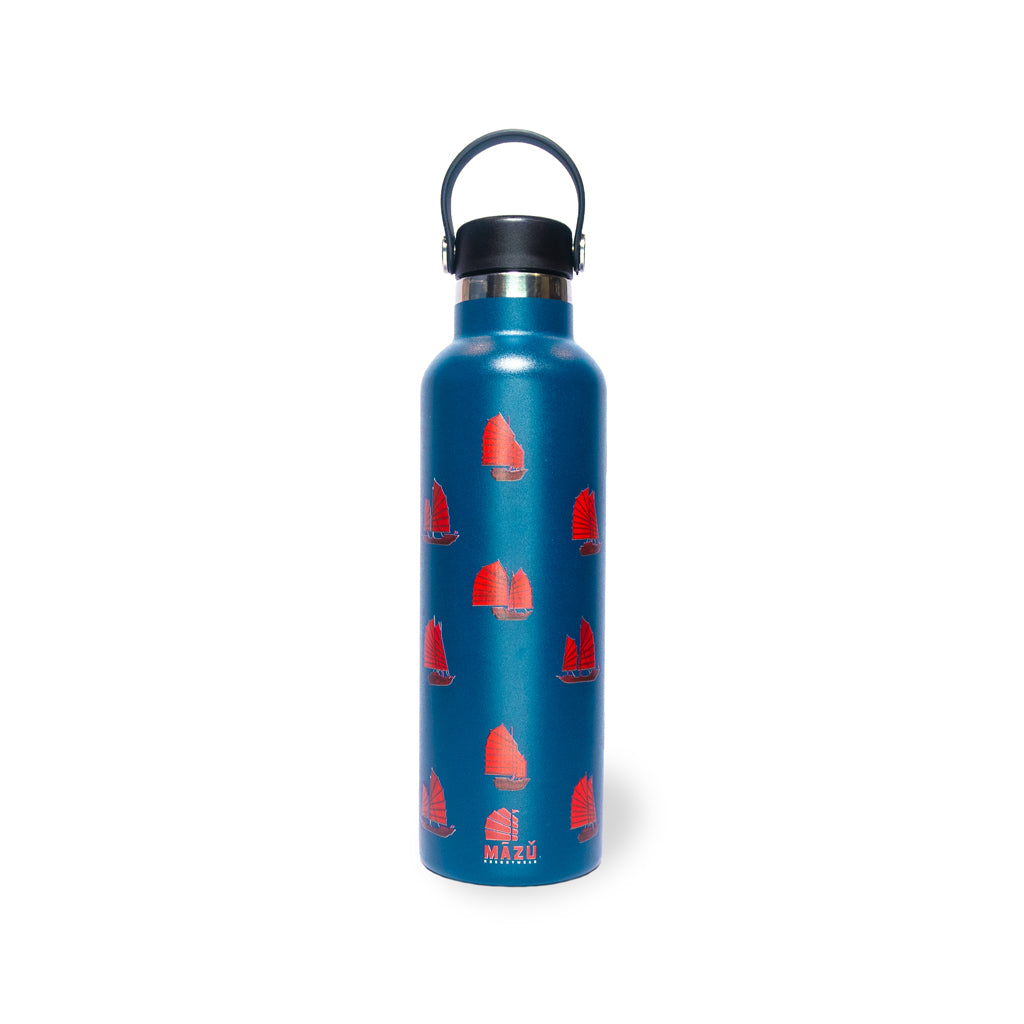 Sustainable Insulated 750ml Bottle with Junk boat Print