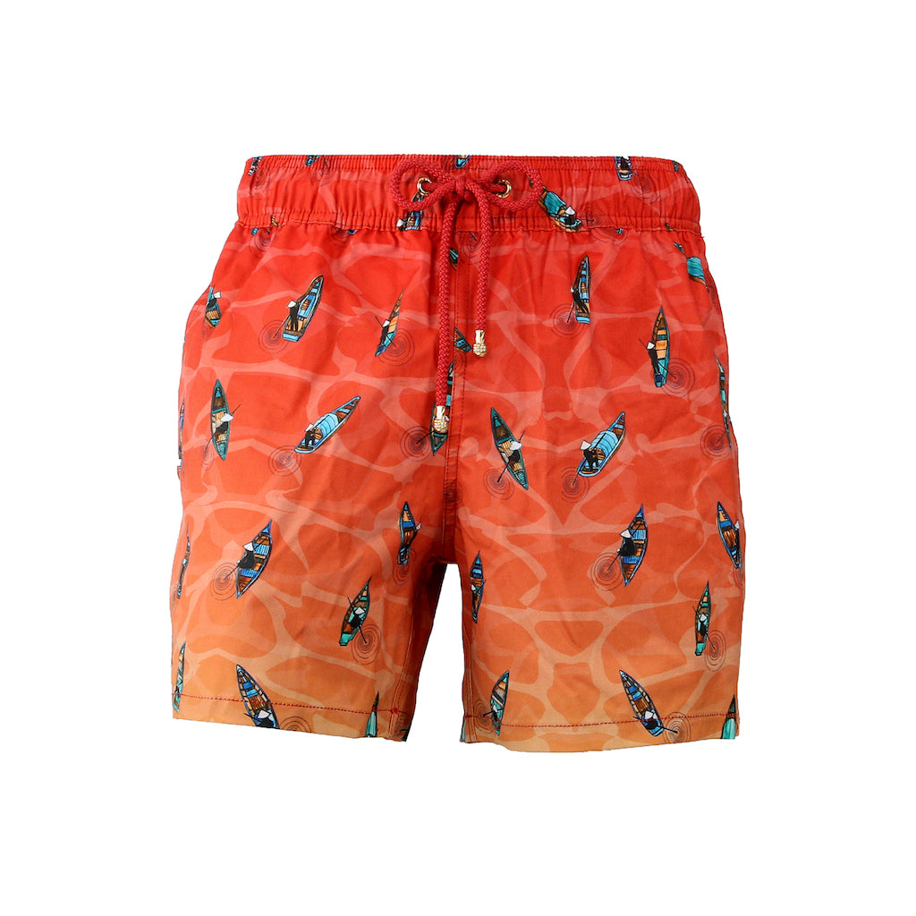 Mazu Resortwear Classic Swim Shorts | Sampans At Sunset | Sampan Design