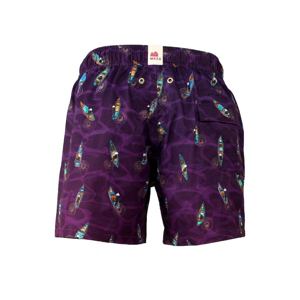 Mazu Resortwear Classic Swim Shorts | Sampans At Twilight | Sampan Design