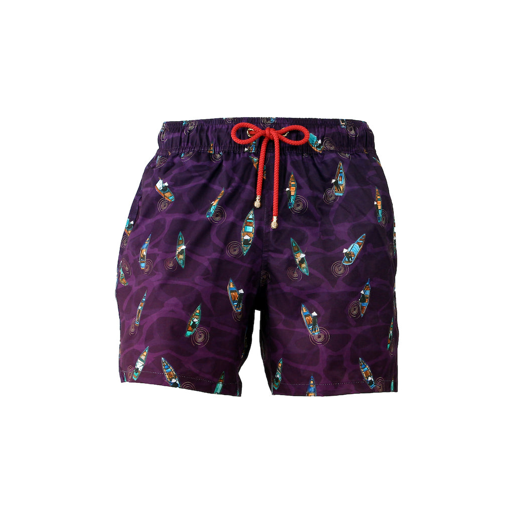 Mazu Resortwear Classic Swim Shorts | Sampans At Twilight | Sampan Design