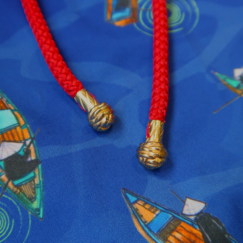 Handcrafted Gold Monkey Fist Knot Aglets Inspired by Mazu (goddess of the sea).