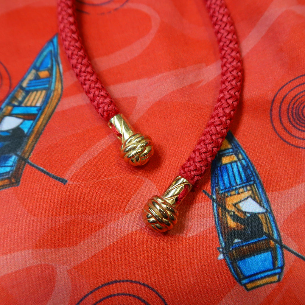 Handcrafted Gold Monkey Fist Knot Aglets Inspired by Mazu (goddess of the sea).