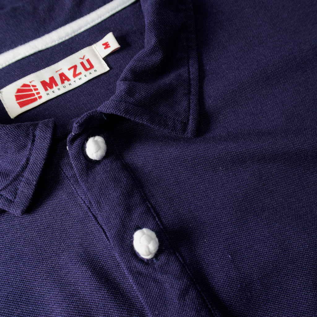  Causal Asian Inspired Bamboo Polo with Monkey Fist Knot Buttons. 