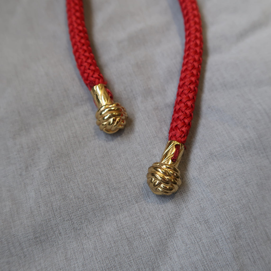 Handcrafted Gold Monkey Fist Knot Aglets Inspired by Mazu (goddess of the sea).