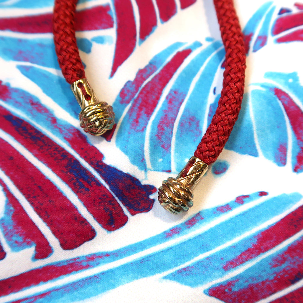 Handcrafted Gold Monkey Fist Knot Aglets Inspired by Mazu (goddess of the sea).