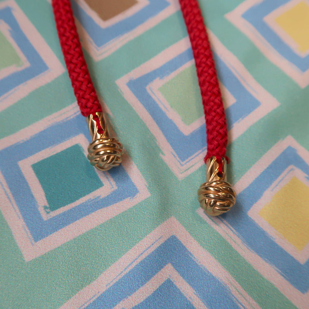 Handcrafted Gold Monkey Fist Knot Aglets Inspired by Mazu (goddess of the sea).