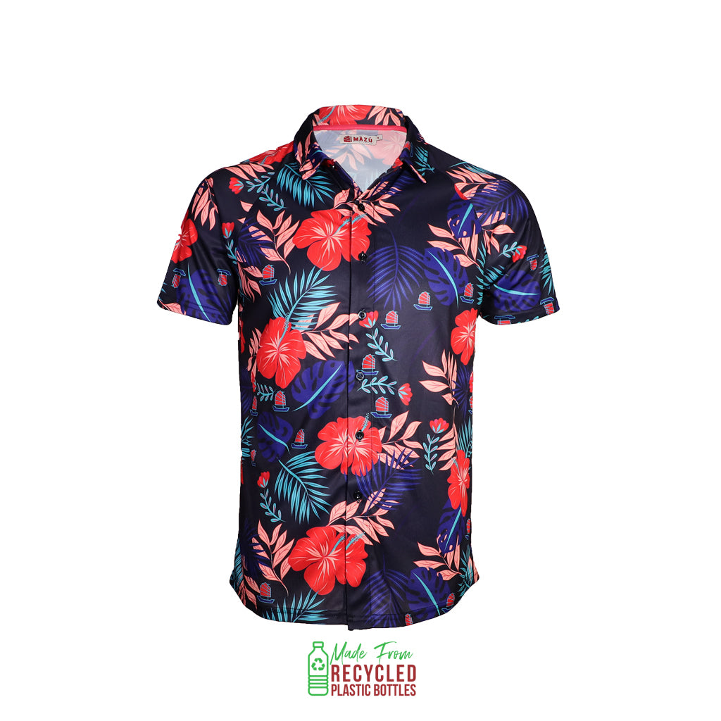 Eco-friendly Hawaiian Shirt Made from Recycled Plastic Bottles.