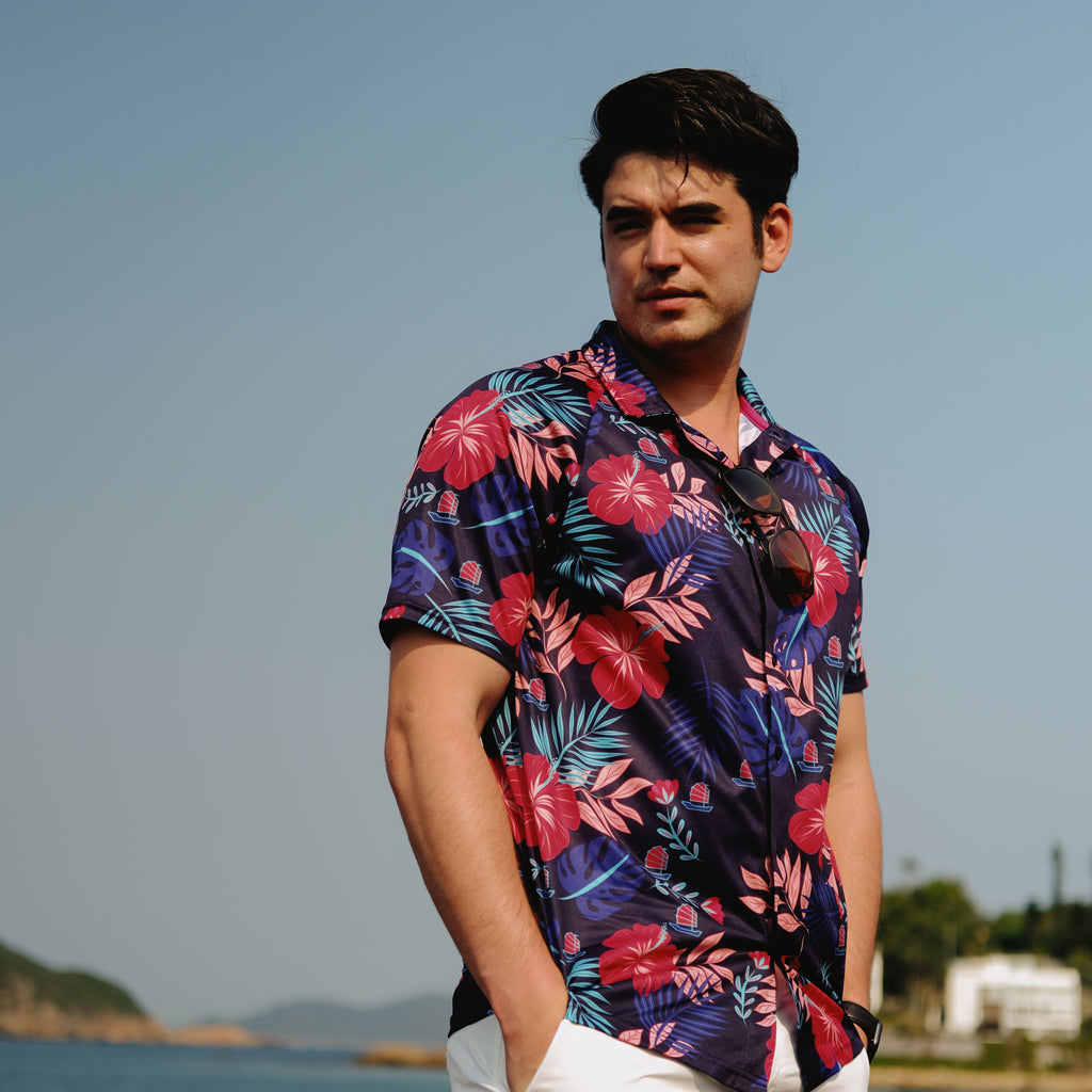 Eco-friendly Hawaiian Shirt Made from Recycled Plastic Bottles.