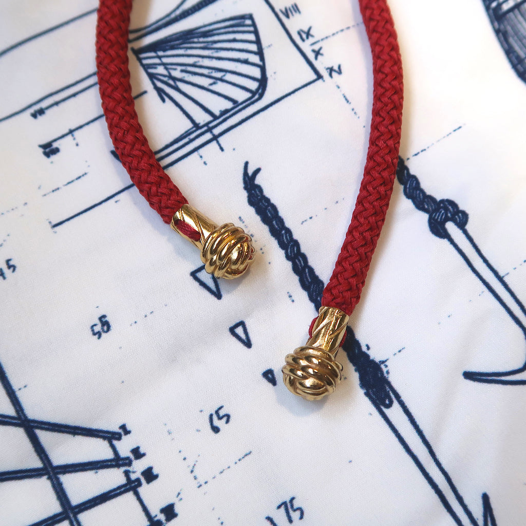 Handcrafted Gold Monkey Fist Knot Aglets Inspired by Mazu (goddess of the sea).